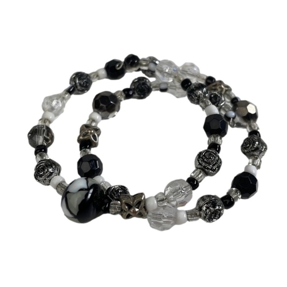 Black White Grey Clear Coil Bracelet - Picture 1 of 5